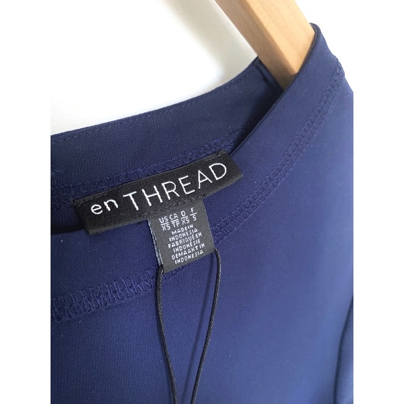 Short Sleeve Navy Blue Blouse - Picture 3 of 6